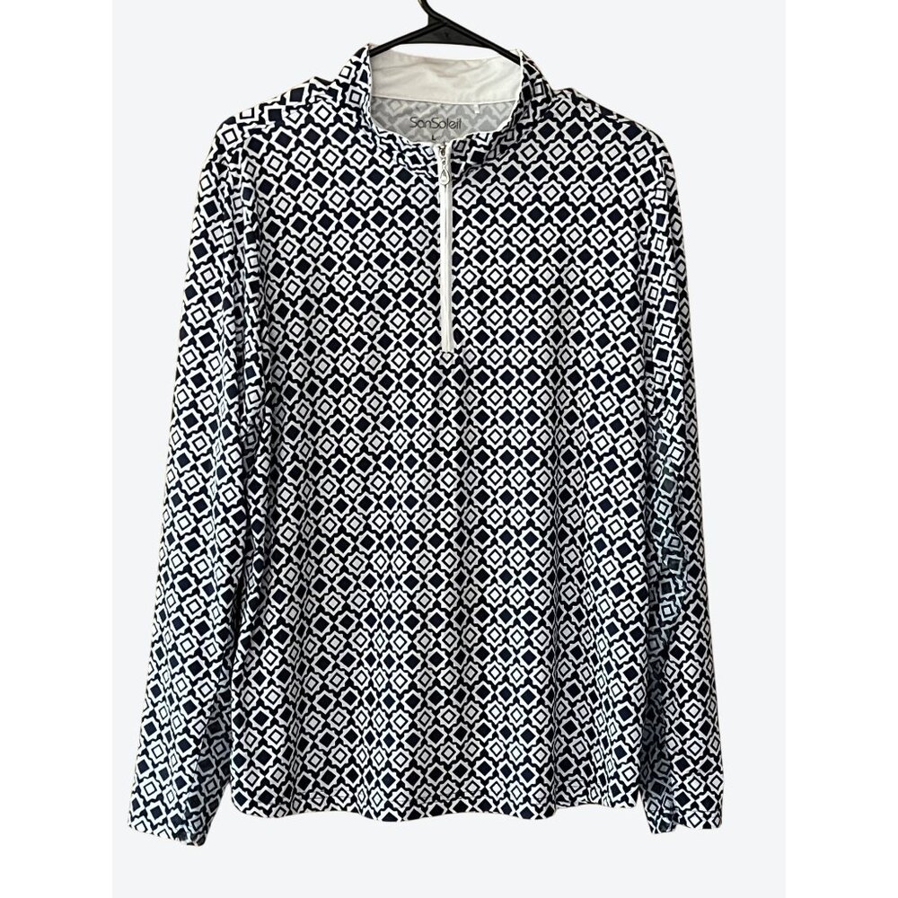 San Soleil Women's Large Long Sleeve 1/4 Zip UV 50+ Cooling Vented Sleeve Top